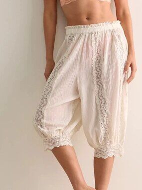 Intimately Free People Catalina Bloomer Pants Cropped Scalloped Lace XS 290393